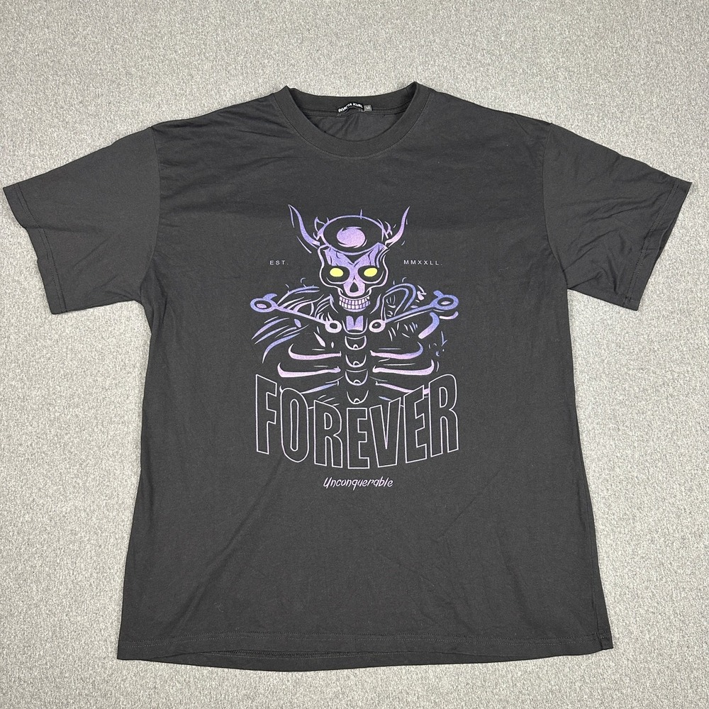 Invicta Kuru Forever Unconquerable Skull Graphic T-Shirt Mens 2XL Black Gothic